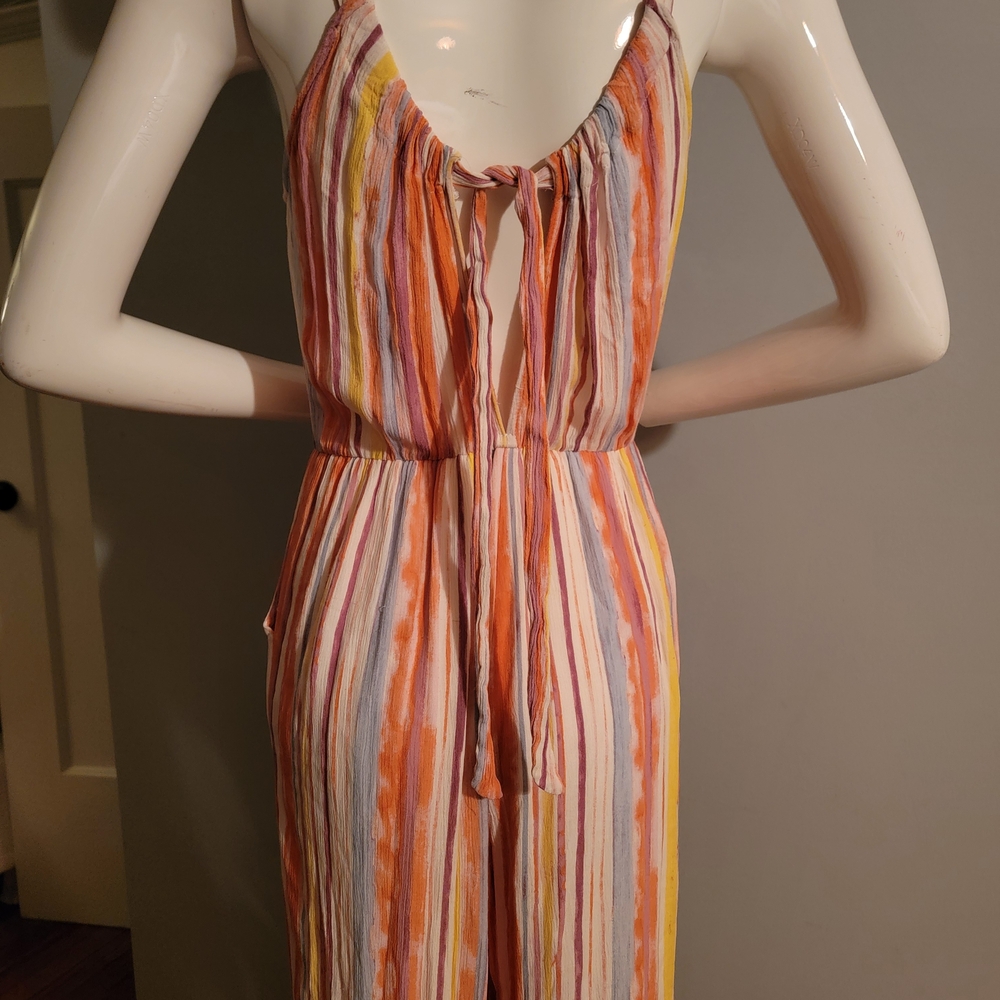 Lush Vibrant Striped Backless Dress